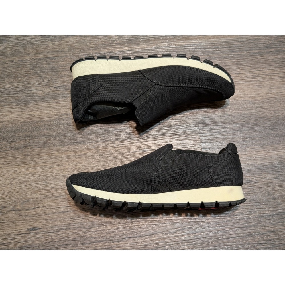 Prada 3S 5947 Black Technical Fabric Slip On Sneakers Mens EU 40 Chunky Lug Sole